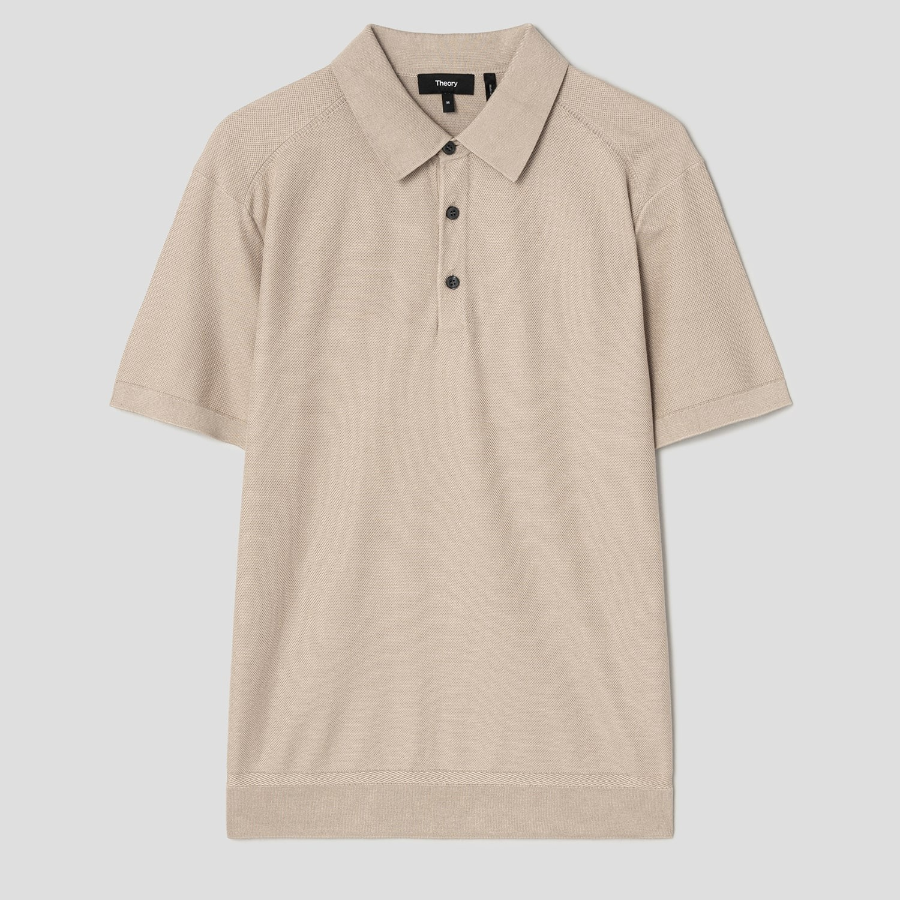 Theory Men Silk Cotton Polo Sweater - Chino