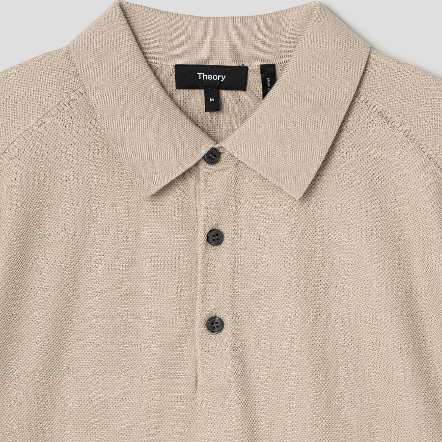 Theory Men Silk Cotton Polo Sweater - Chino