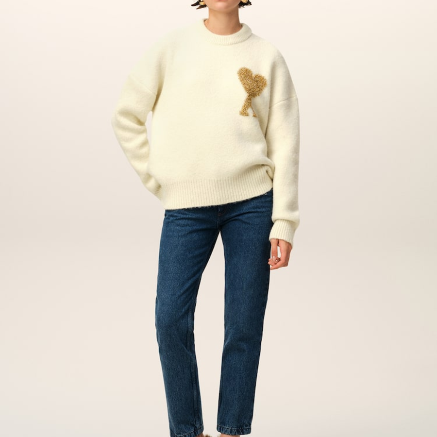 ami Gold Adc Sweater – Off-White