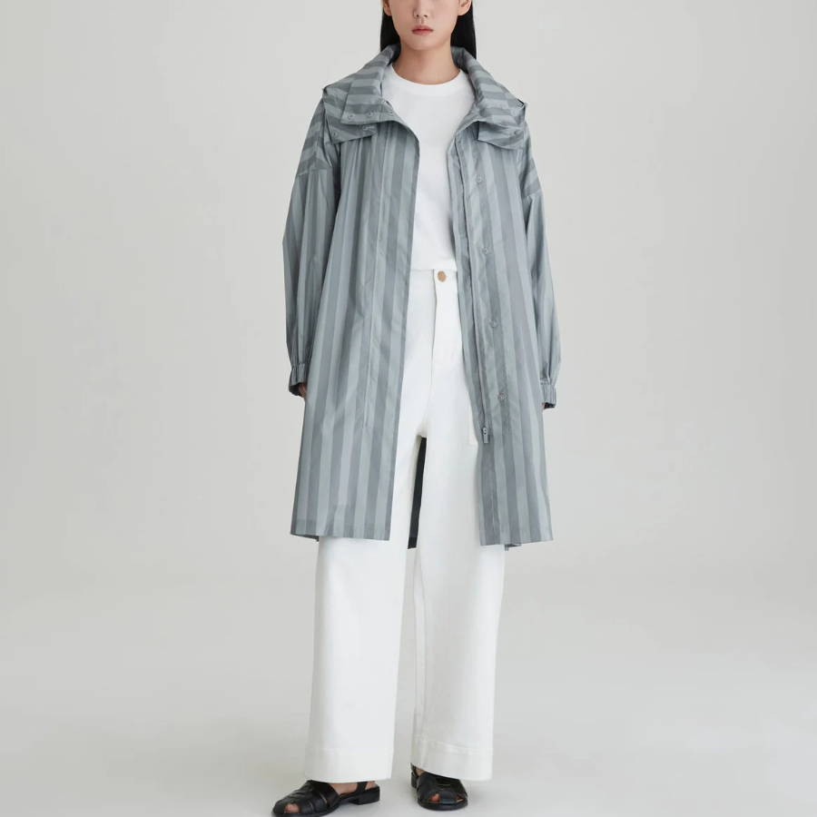 JAJU Loose Fit Hooded Rain Long Jumper – Dark Grey