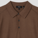 Theory Men Silk Cotton Polo Sweater - Deep Tobacco