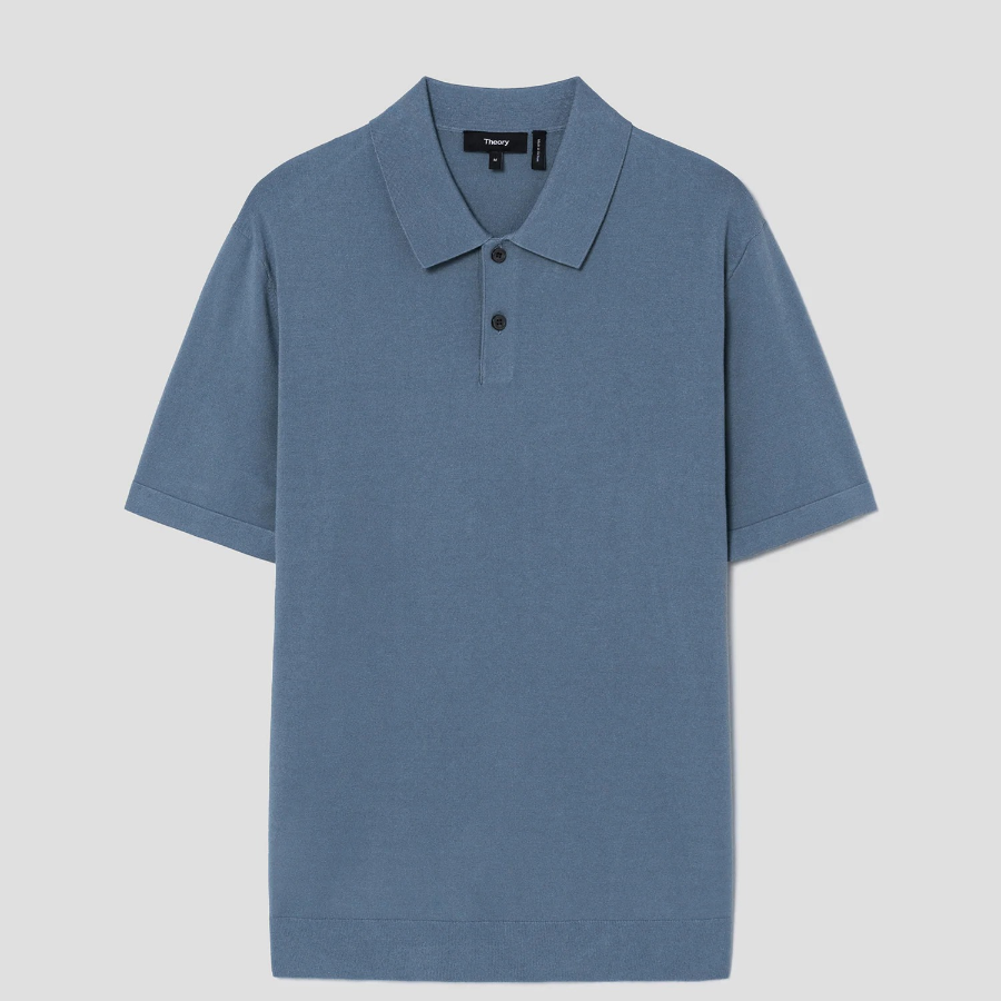 Theory Men Light Bilen Goris Polo Sweater - Dark Rainstorm