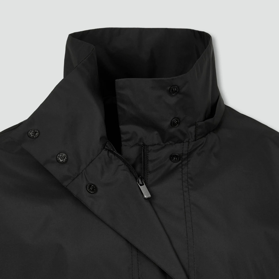 JAJU Loose Fit Hooded Rain Long Jumper – Black