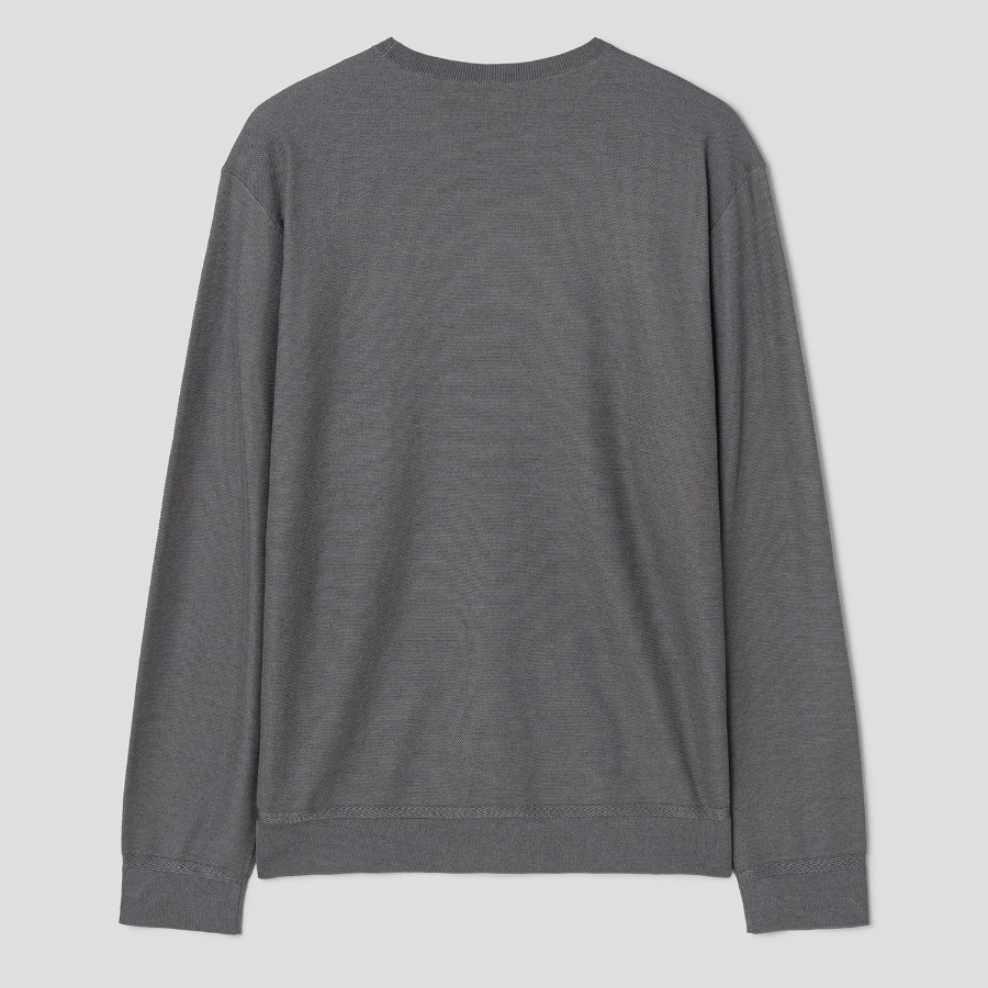 Theory Men Silk Cotton Crew Neck Sweater - Carbon