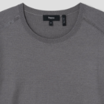 Theory Men Silk Cotton Crew Neck Sweater - Carbon