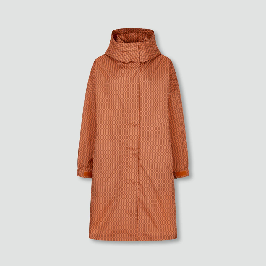 JAJU Loose Fit Hooded Rain Long Jumper –  Orange