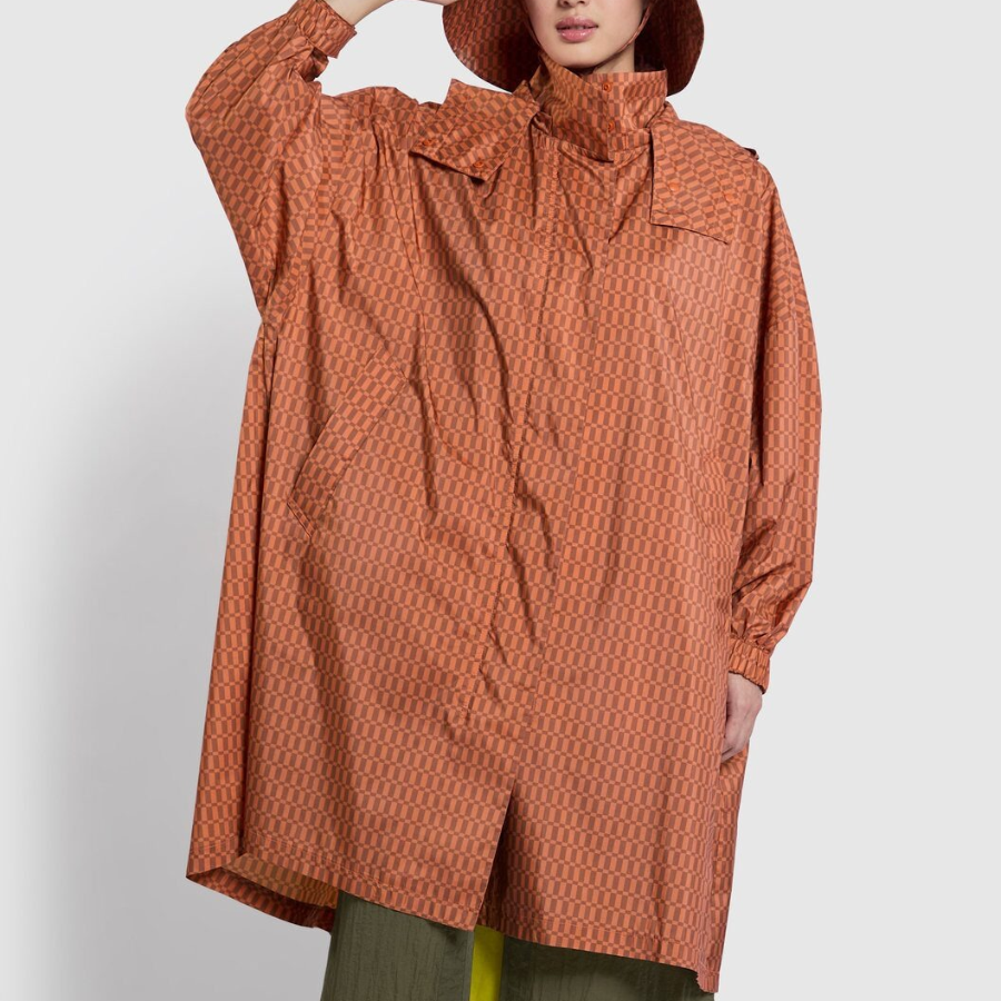 JAJU Loose Fit Hooded Rain Long Jumper –  Orange