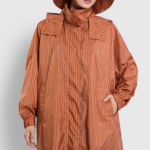 JAJU Loose Fit Hooded Rain Long Jumper –  Orange