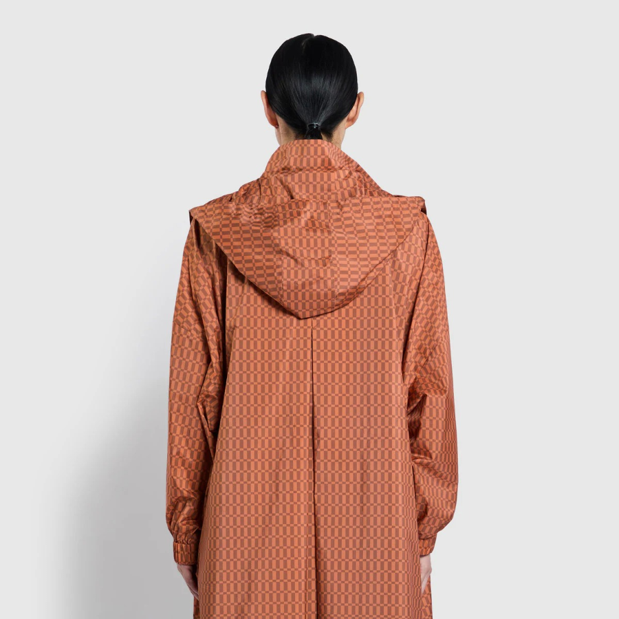 JAJU Loose Fit Hooded Rain Long Jumper –  Orange