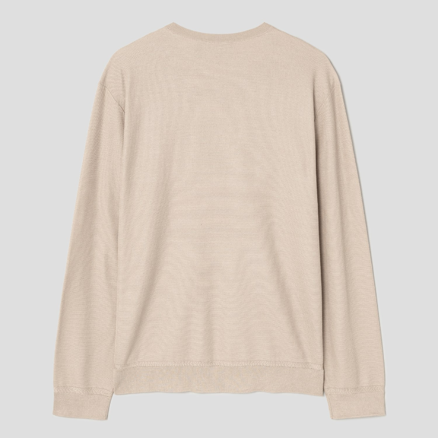 Theory Men Silk Cotton Crew Neck Sweater - Chino