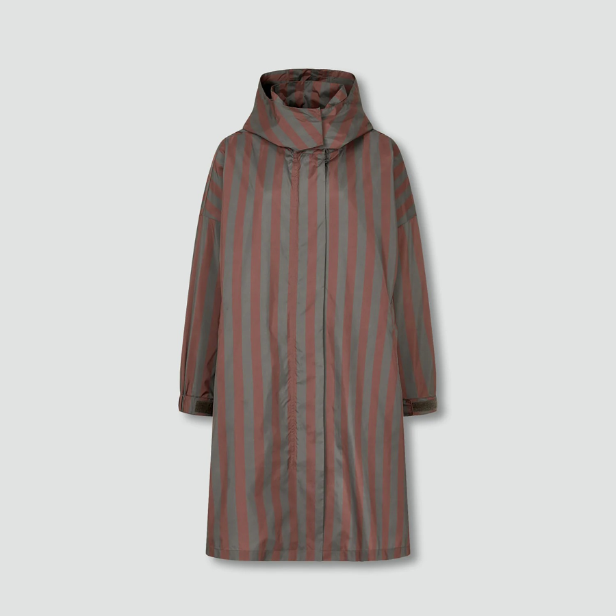 JAJU Loose Fit Hooded Rain Long Jumper – Dark Brown