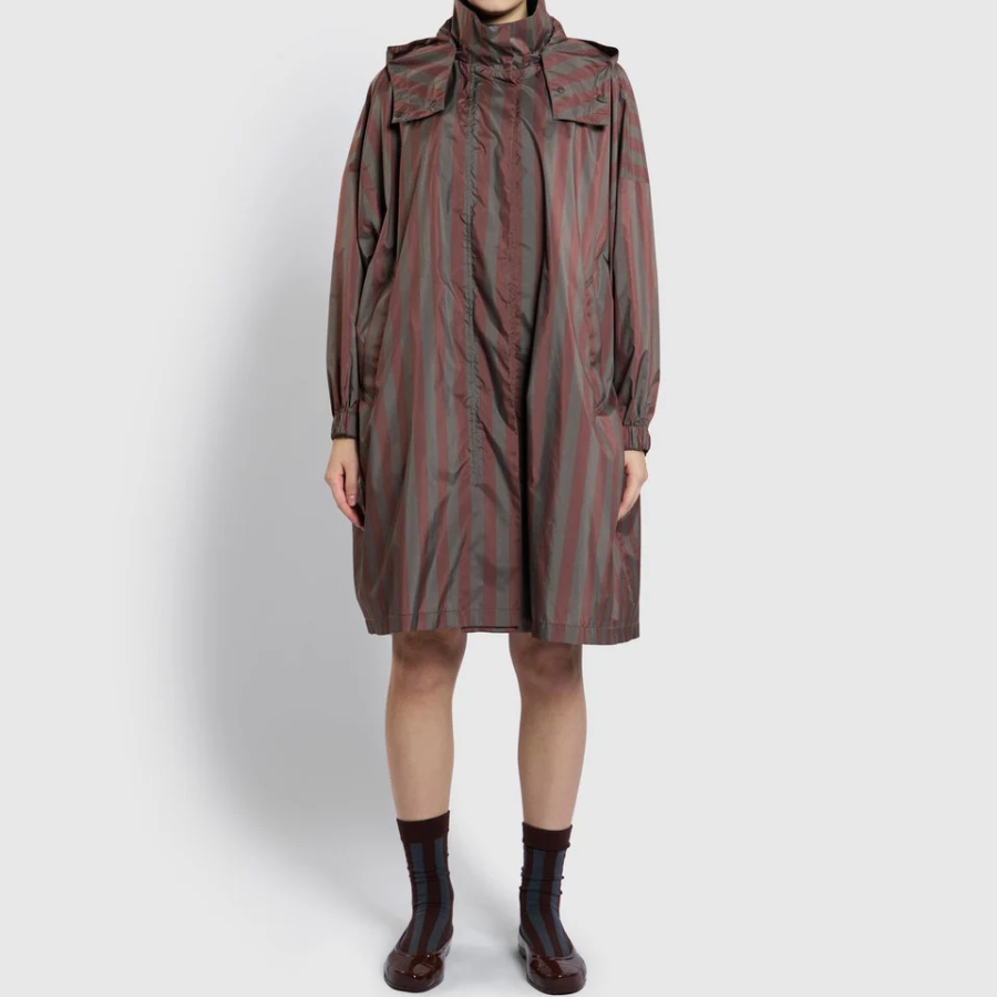 JAJU Loose Fit Hooded Rain Long Jumper – Dark Brown