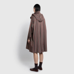 JAJU Loose Fit Hooded Rain Long Jumper – Dark Brown