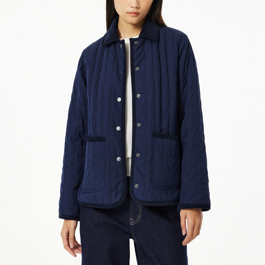 JAJU Corduroy Collar Jacket – Navy