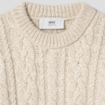 ami Cable Lurex Knit Sweater – Off-White