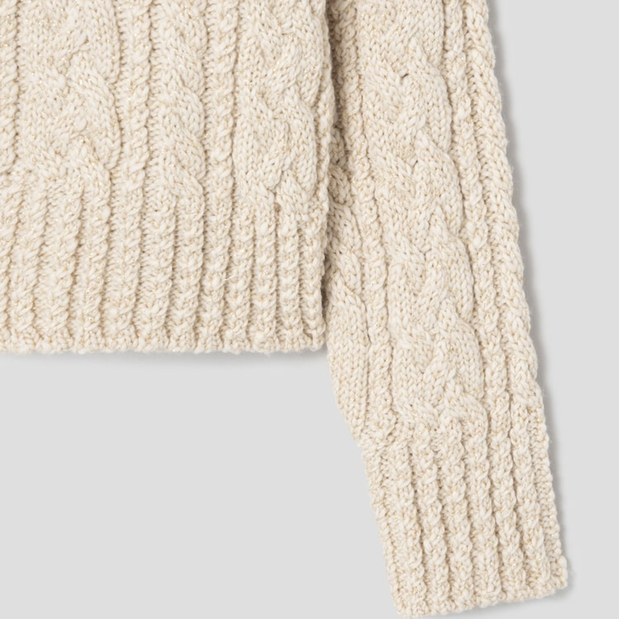ami Cable Lurex Knit Sweater – Off-White