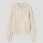 ami Cable Lurex Knit Sweater – Off-White