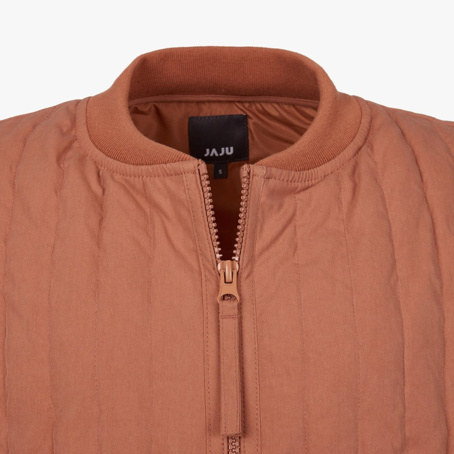 JAJU Quilted Zip-Up Vest – Brick