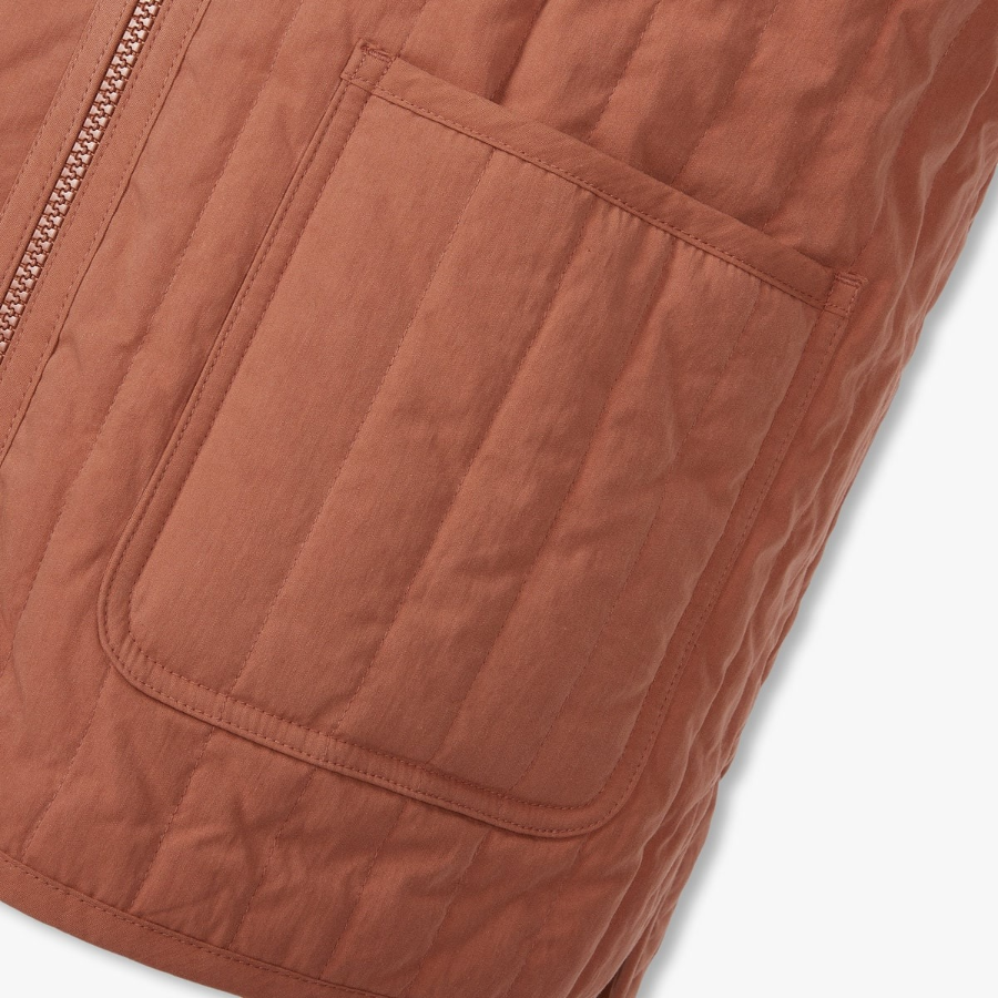 JAJU Quilted Zip-Up Vest – Brick