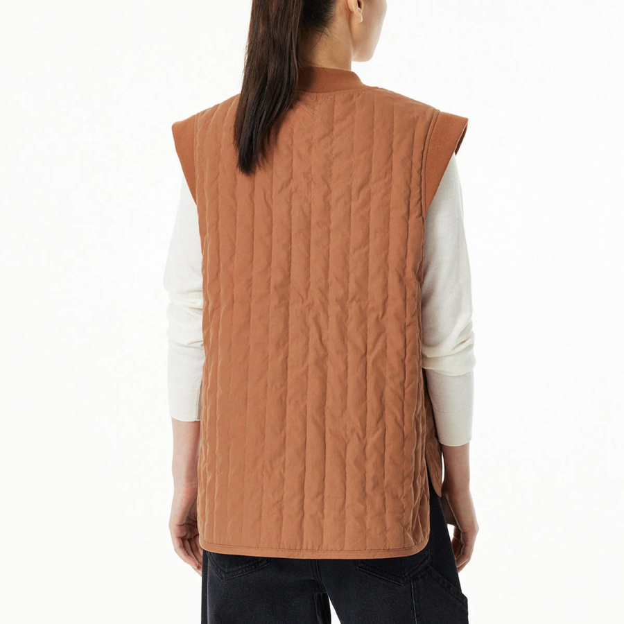 JAJU Quilted Zip-Up Vest – Brick