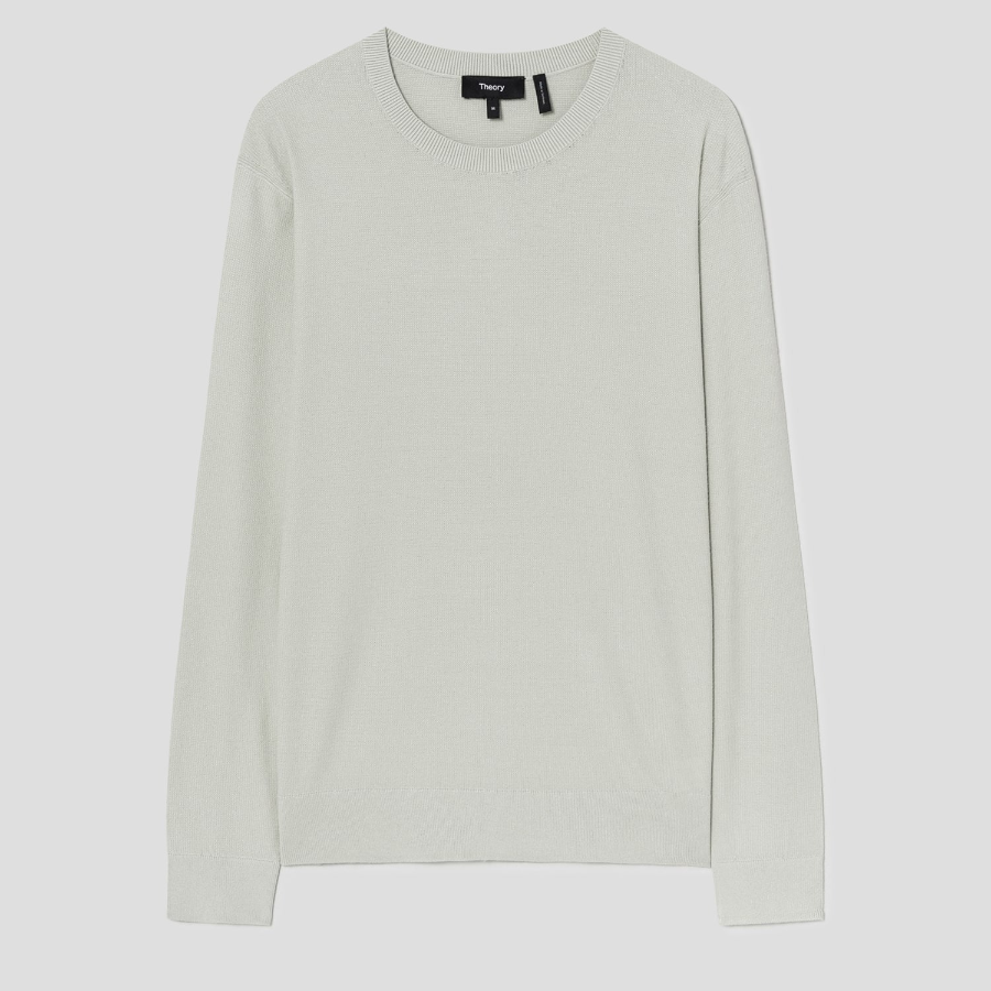 Theory Light Bilen Riland Grid Sweater - Light Green