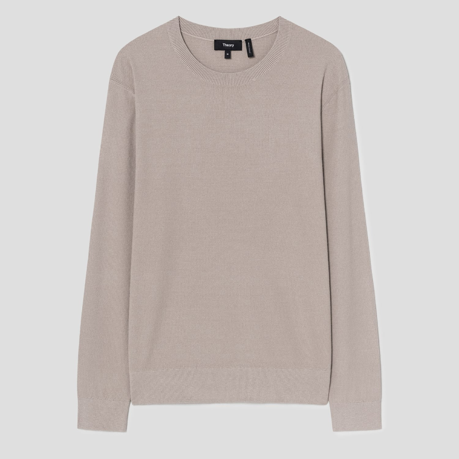Theory Men Light Bilen Riland Grid Sweater - Earl Grey