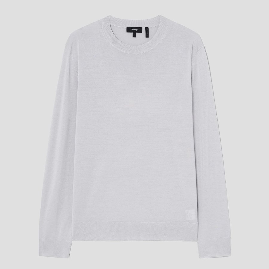 Theory Men Regal Wool Crew Neck Sweater - Fog