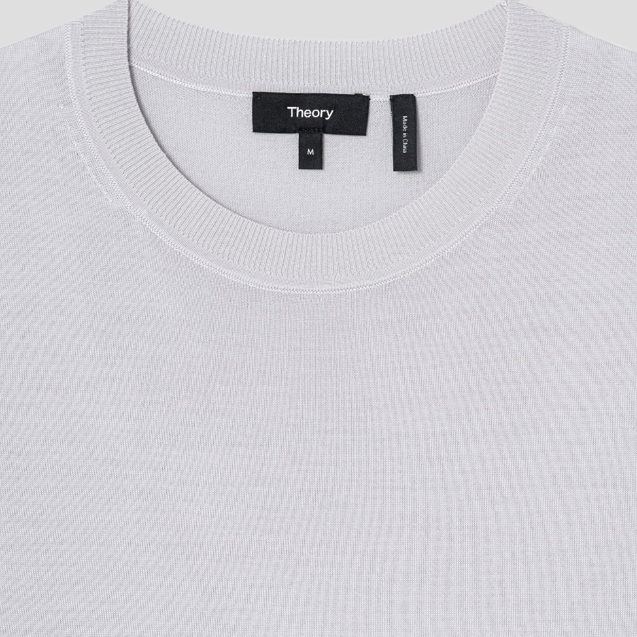 Theory Men Regal Wool Crew Neck Sweater - Fog