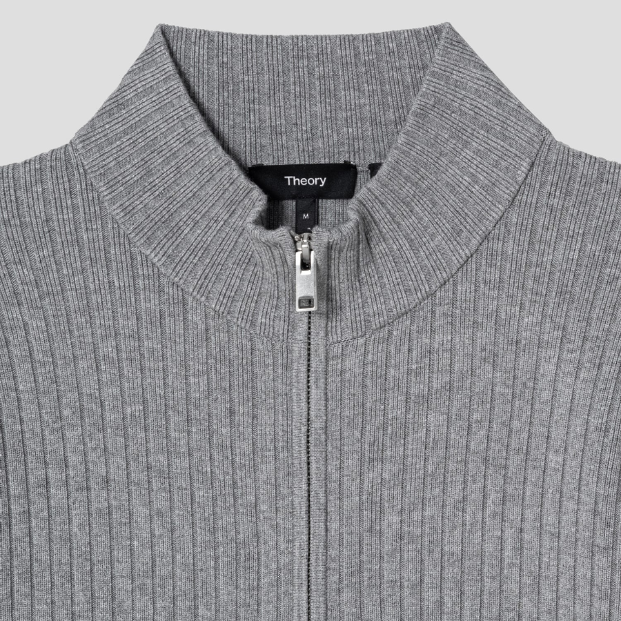 Theory Men Light Bilen Full Zip Cardigan - Melange Grey