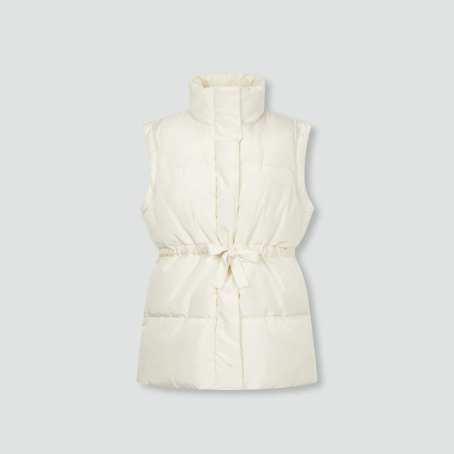 JAJU Padded Waist Tie Vest – Ivory