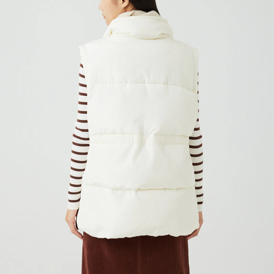 JAJU Padded Waist Tie Vest – Ivory