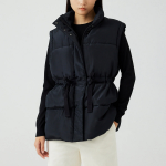 JAJU Loose-Fit Puffer Vest – Black