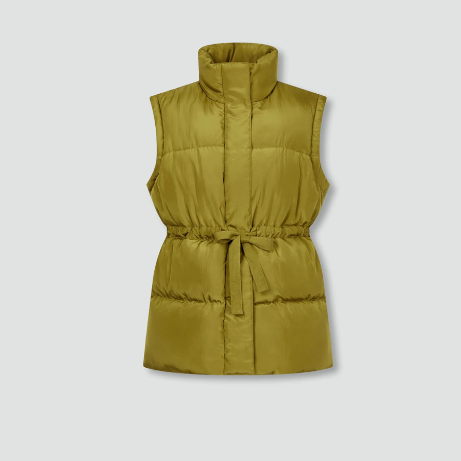 JAJU Loose-Fit Puffer Vest – Olive