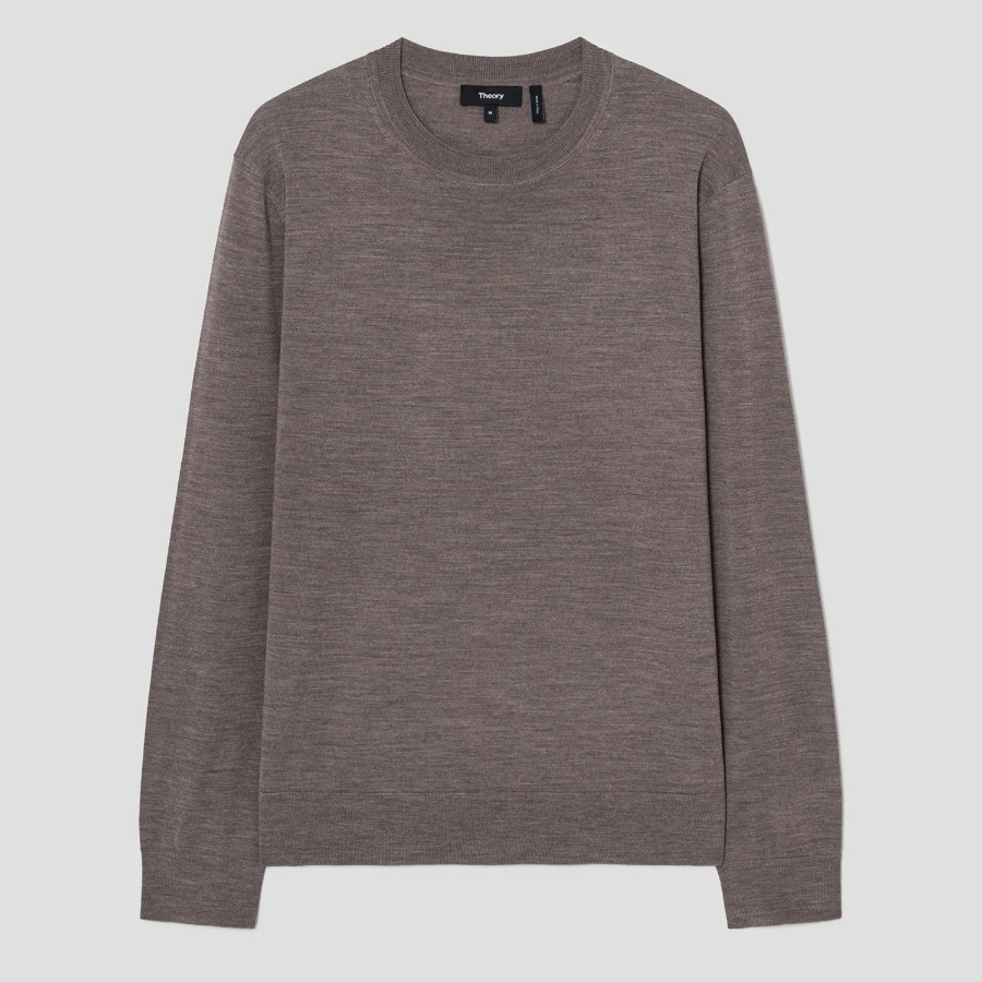 Theory Men Regal Wool Crew Neck Sweater - Brown