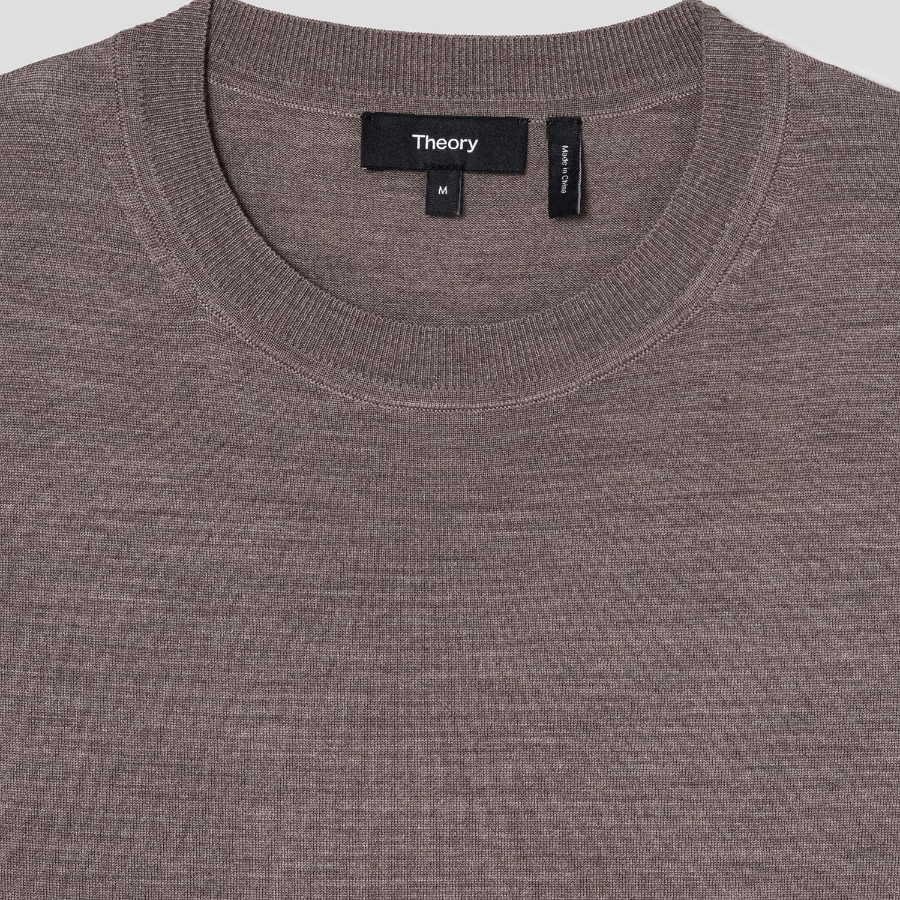 Theory Men Regal Wool Crew Neck Sweater - Brown