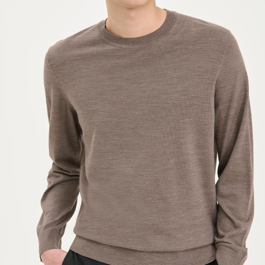 Theory Men Regal Wool Crew Neck Sweater - Brown