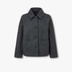JAJU Loose-Fit Collar Pocket Coat – Charcoal