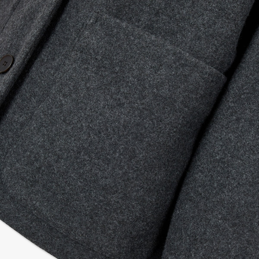 JAJU Loose-Fit Collar Pocket Coat – Charcoal