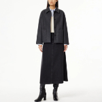 JAJU Loose-Fit Collar Pocket Coat – Charcoal