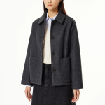 JAJU Loose-Fit Collar Pocket Coat – Charcoal