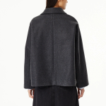 JAJU Loose-Fit Collar Pocket Coat – Charcoal