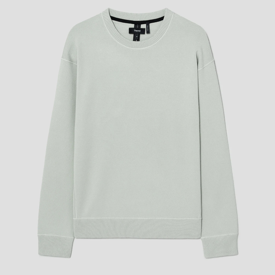 Theory Men Light Bilen Relax Crew Neck Sweater - Light Greenstone