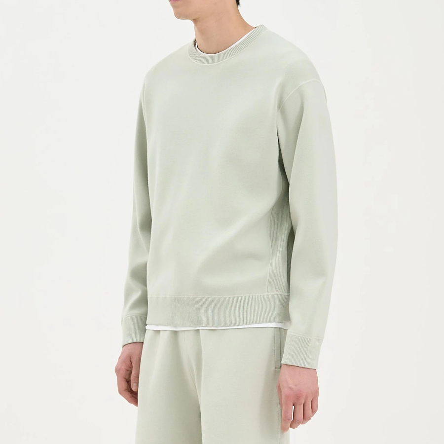 Theory Men Light Bilen Relax Crew Neck Sweater - Light Greenstone