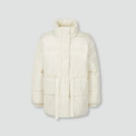 JAJU Loose-Fit High-Neck Puffer Jumper – Ivory