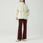 JAJU Loose-Fit High-Neck Puffer Jumper – Ivory