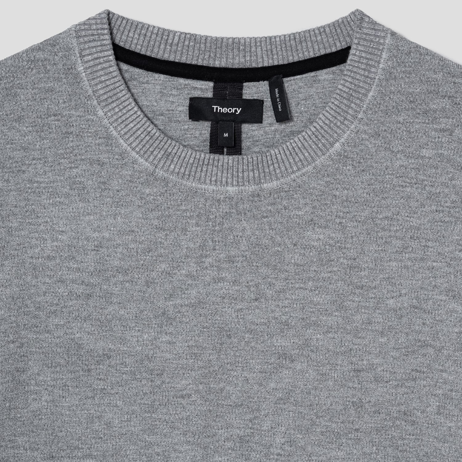 Theory Men Light Bilen Relax Crew Neck Sweater - Melange Grey
