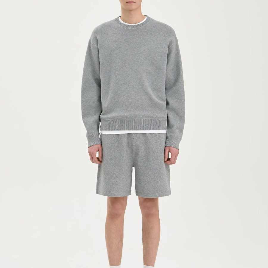 Theory Men Light Bilen Relax Crew Neck Sweater - Melange Grey