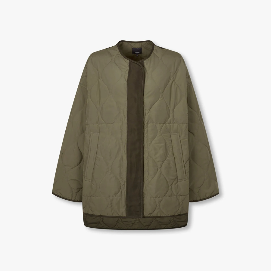 JAJU Loose-Fit Light Padded Jacket – Khaki