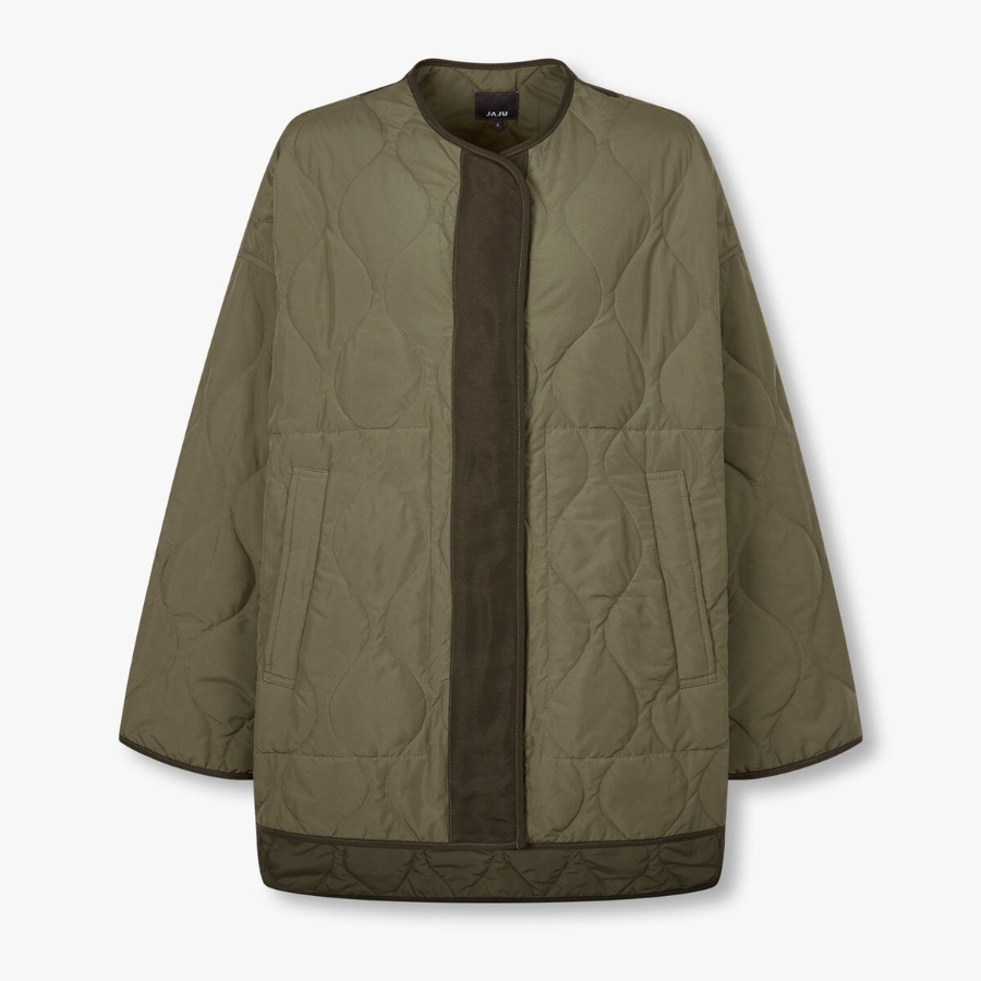 JAJU Loose-Fit Light Padded Jacket – Khaki