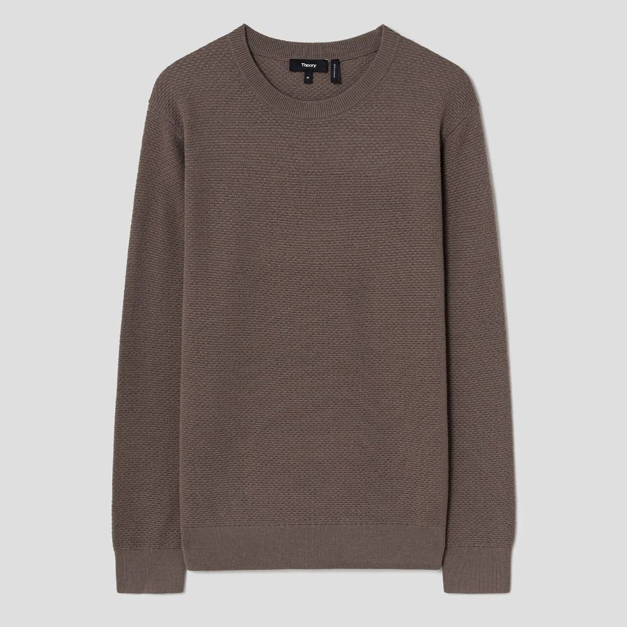 Theory Men Novo Merino Maden Crew Neck Sweater - Dark Taupe